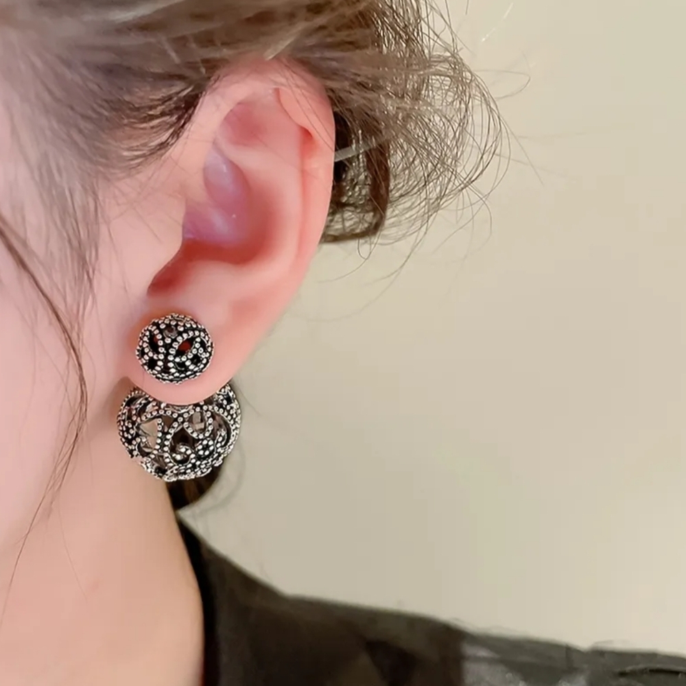 Oxidized Sterling Silver Stud Earrings